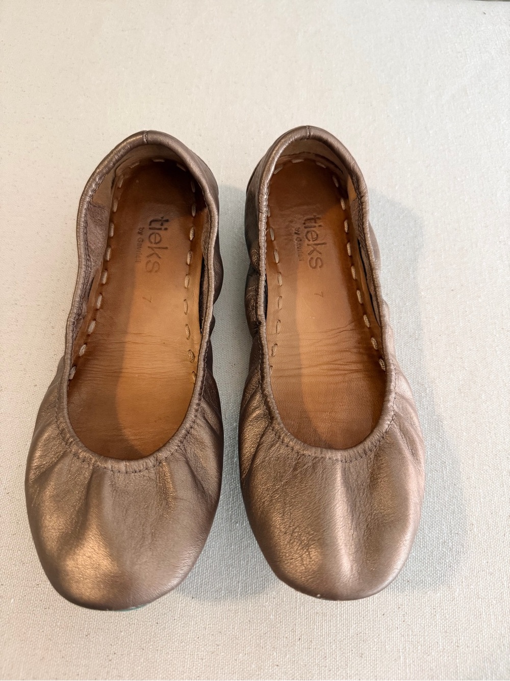 Tieks Metallic Bronze Leather Ballet Flats